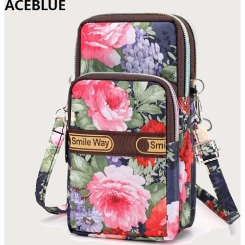 ACEBLUE Flower Coin Purse Sports Arm Hanging Key Bag 2021 Summer New Small Messenger Bag for Womens Nylon Mobile Phone Bag