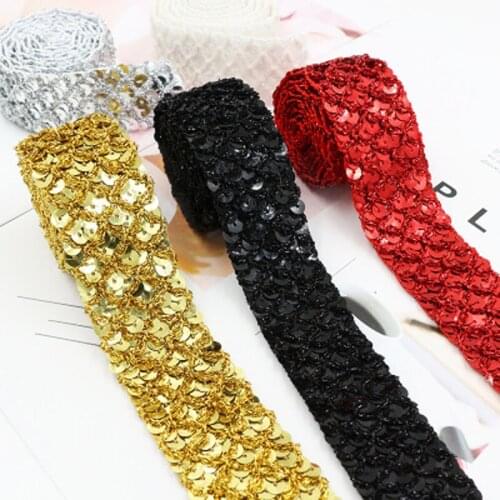 2yards/lot3.5Cm Fish scale sequin lace accessories trims bullet-free stage clothing sequin strip accessories diy home decoration