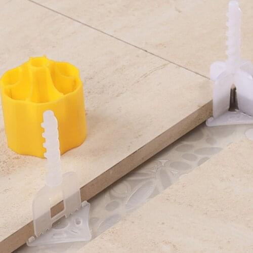 50set Nut type tile Alignment leveler 1-2mm Wall Ceramic Gap Locator Plastic Positioning Buckle cross clips Floor Laying Tool