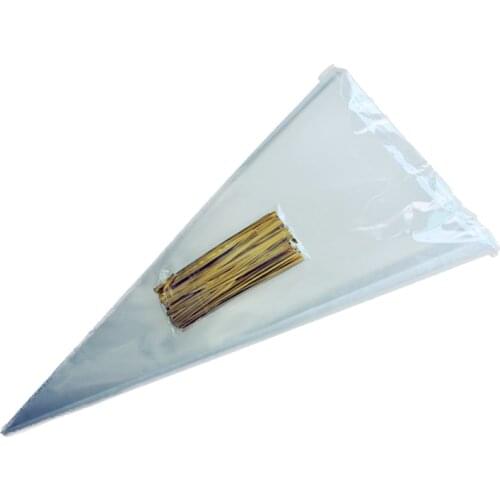 50pcs Wrapping Supplies Cone Birthday Party Gift Clear Cellophane Packing Bag Environmentally Friendly kitchen Plastic Food Bag