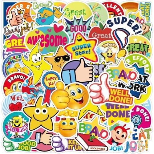 50 PCS You Are Awesome Reward Children Graffiti Stickers DIY Kids Classic Toys Bike Travel Luggage Guitar Waterproof PVC Decals