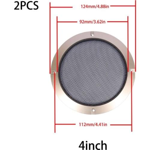 2021 New 2Pcs For 2"/3"//5"/6.5"/8"/10" inch Speaker Conversion Net Cover Decorative Circle Metal Mesh Grille Golden