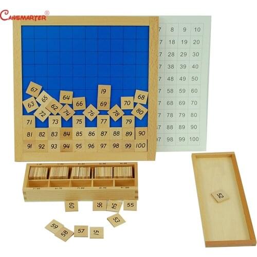 Hundred Board Montessori Kids Educational Toys Brain Teaser Home Math Toy Number Practice Wooden Montessori Materials MA018-3