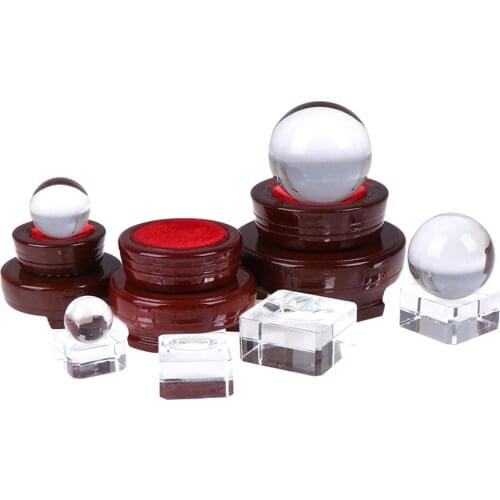 1PC Crystal Wood Display Stand Base Holder For Crystal Ball Sphere Stone Decor Spherical Glass Lamp Holder With Wooden Base