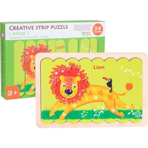 Childrens solid wood cartoon shape puzzle building block game toy parent-child interactive game toy