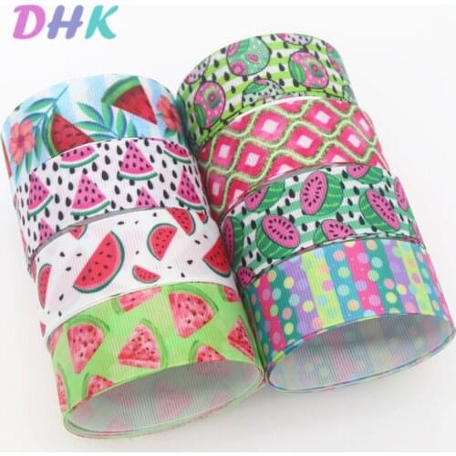 DHK 50yards polka dot watermelon Printed Grosgrain Ribbon Accessory Hairbow Headwear Decoration DIY Wholesale OEM S1271