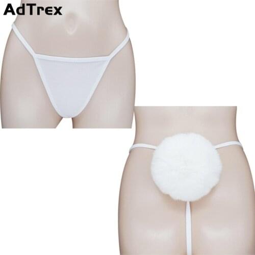 Erotic Rabbit Tail Soft Ball Underwear Sexy Lingerie Thong Pants Cosplay for Woman