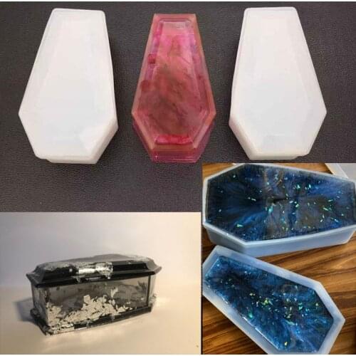 Goth Crystal Coffin Storage Box Silicone Mold Resin For Halloween Gothic Container Mold Art Supplies DIY Resin Making