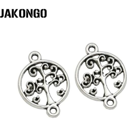 JAKONGO Antique Silver Plated Tree of Life Connector for Jewelry Making Bracelet Accessories Findings DIY 20x14mm 20pcs/lot