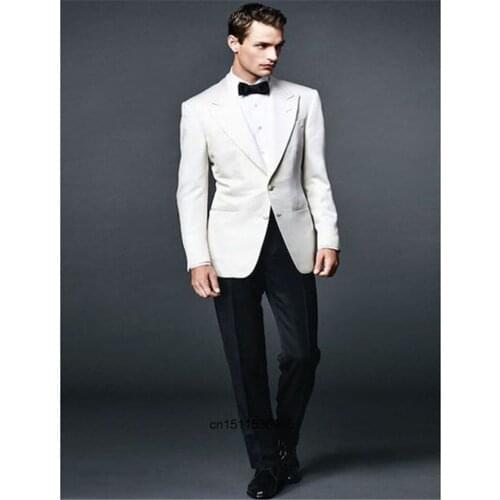 Classic Style ivory Wedding Suits Jacket For men 2020 Peaked Lapel Groom Tuxedo mens Suit terno masculino Clothes (Jacket+pants)