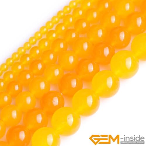 Round Yellow Jades Beads Fashion Jewelry Bead DIY Bead For Women Bracelet & Necklace Making Strand 15" Wholesale