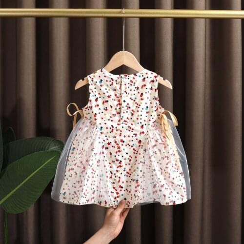 Summer girl baby clothes outfit mesh stitching vest dress for baby girls clothing 1 year babies birthday princess dresses dress