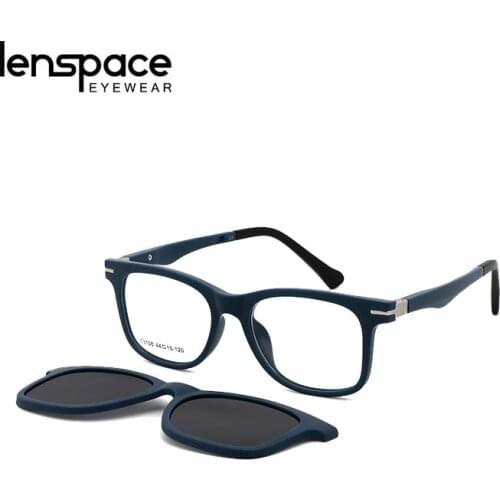 Lenspace Magnetic Clip-on Children Sunglasses Square Prescription Vintage Glasses Myopia Flexible Protective Eyeglasses Frames