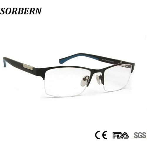 SORBERN Men Glasses Frames Half Rim Eyeglasses Optical alloy Metal Business Prescription Myopia Glasses Brand Designer Eyewear