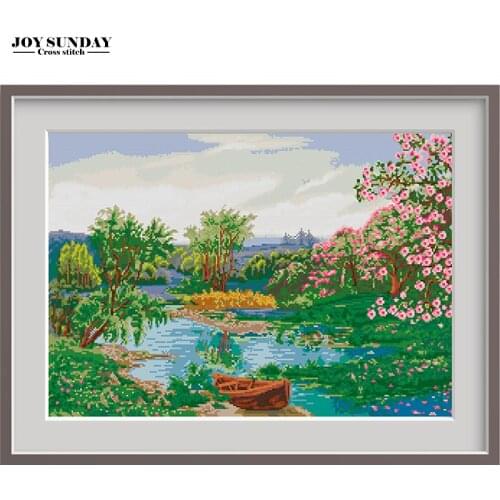 The Spring of the Creek Scenic Paintings Cross Stitch Kit Counted Printed Canva 14CT 11CT DMC DIY Handwork Embroidery Needlework