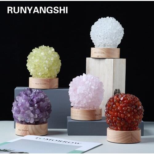 Natural Crystal Lamp Rose Quartz Amethyst Stone Gravel Adhesion Reiki Cluster Healing Home Decor Mineral Specimen