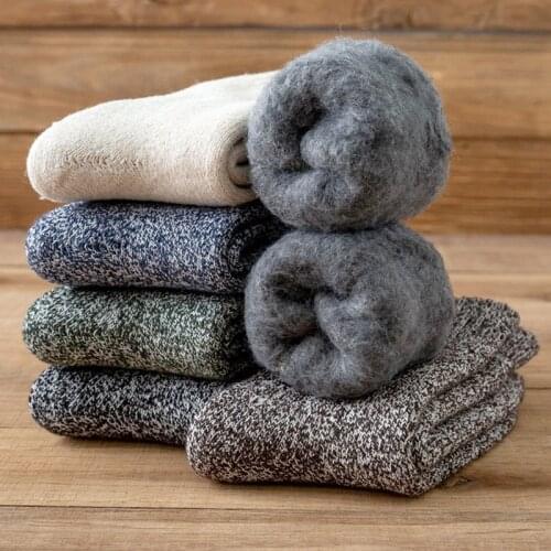 Against Cold Snow Plus Velvet Winter Warm Funny Happy Old Women Male Men Socks Super Thicker Solid Merino Cotton The Aaged Socks