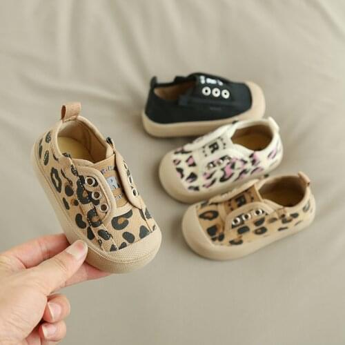 Infant Toddler Shoes Autumn Girls Boys Casual Canvas Shoes Children Soft Bottom Non-slip Leopard Kids Baby First Walkers Shoes