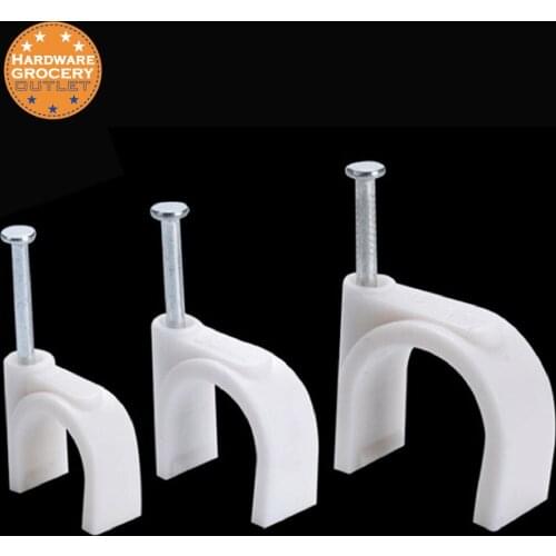 Wholesale 4mm 1000pcs Cable Clips with Fixing Nail Circle Round White Clamps Holderl Wire Electrical Fasten Wall Organizer