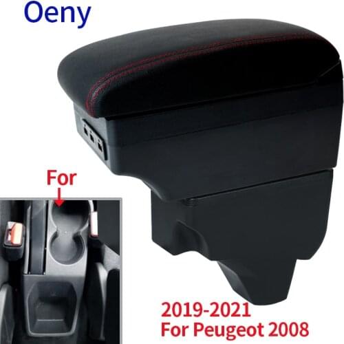 For Peugeot 2008 Armrest For Peugeot 208 Car Armrest box 2019 2020 2021 Retrofit parts Interior Storage box accessories USB LE