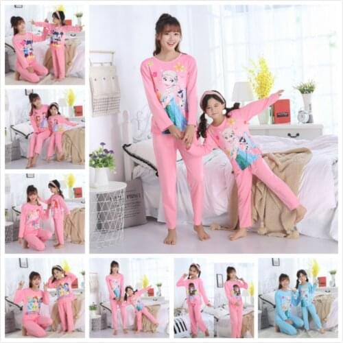 Princess Autumn Frozen Anna Elsa Mickey Mother Daughter Pajamas Sets Kid Girls Family Matching Clothes Pyjamas Cartoon Sleepwear