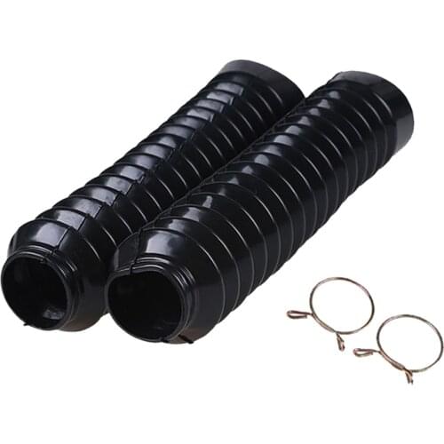 2 Pieces Front Fork Motorcycle Dust Cover Gaiters Boots Black Shock Absorber 210mmx42mmx25mm