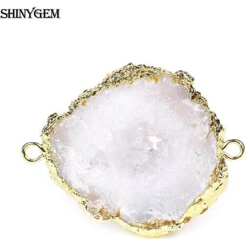 ShinyGem 30-50mm Irregular Natural Crystal Druzy Connectors Charms Gold Plating Stone Connectors For DIY Jewelry Making Earrings