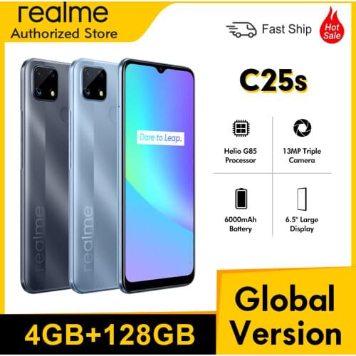 Global version realme C25s 4GB 128GB Smartphone Heilo G85 Octa Core 6000mAh Mega Battery 6.5" FHD+ Screen 18W Quick Charge NFC