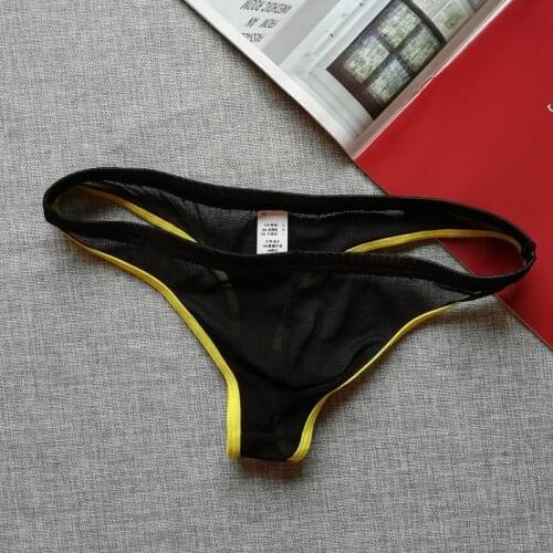 Mens Underwear Sexy Lingerie Men See Through T-Back Underwear Low Waist Pouch Mesh G-string Thongs Panties Briefs Underpants