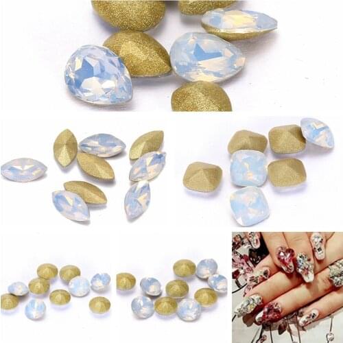 Nail Decoration 50pcs Opal Color Glass Stone For Nail Art Decorations Pointback Nail Stickers DIY Craft Art Stones