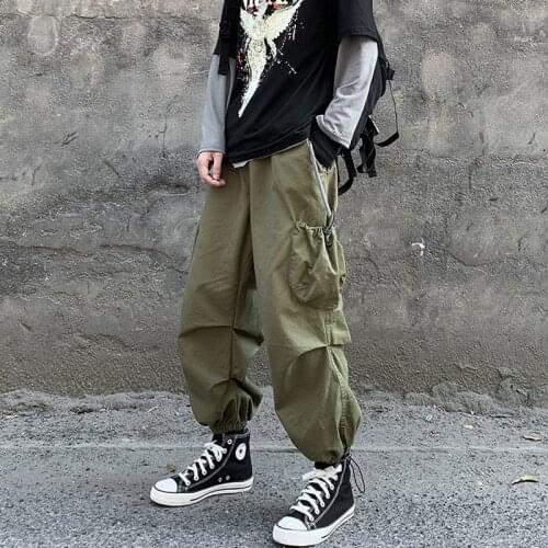 Street Harajuku Men Wide Leg Pants Army Green Military Baggy Tactical Trousers Jogger Men Traveling Outside Young Boy Sweatpants