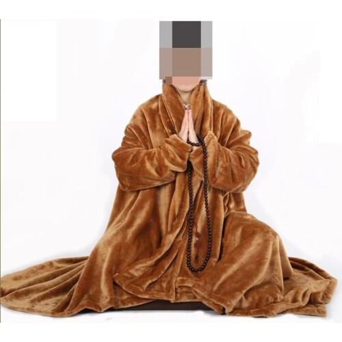 Unisex winter Warm buddhist abbot monks robe buddhism zen cape blanket Lay shawl/yoga meditation cloak camel