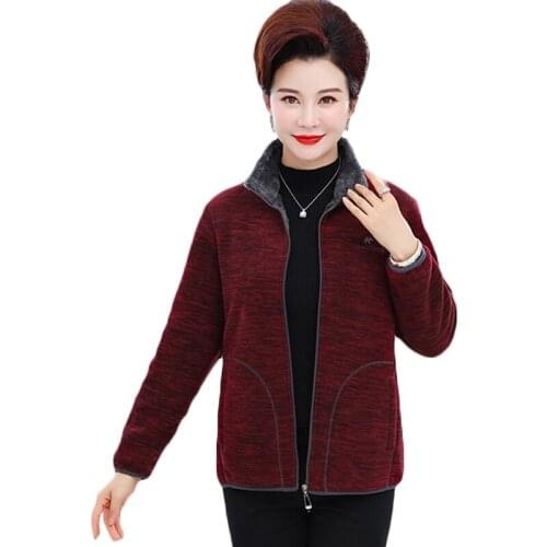 Plus size Middle-aged women Warm Sweatshirt Autumn Winter fleece Jacket Womens Casual loose Thick Sweatshirts Top 5XL F1184