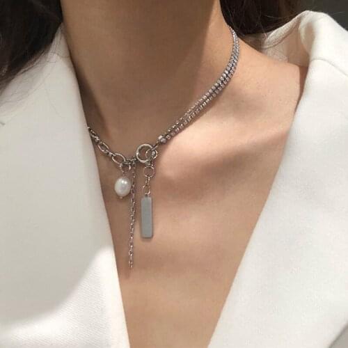 Double Chain Pendants Necklaces Collar Vintage Crystal Chain Necklace for Women Fashion Minimalist Choker Necklace Hot Jewelry