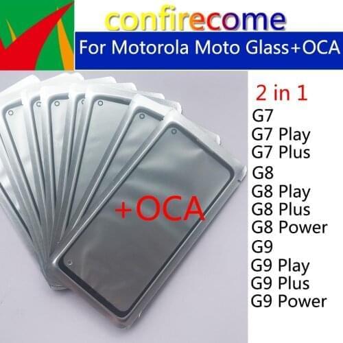 10Pcs\Lot For Moto G7 G8 G9 Plus Play Power LCD Front Touch Screen Lens Glass With OCA Glue Replacement