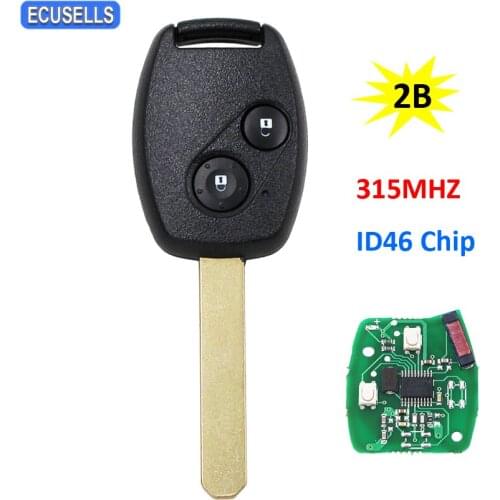 2 Button Remote Car Key Ignition Key Fob 315MHz ID46 Chip for Honda Civic 2008 2009 2010 2011 2012 with Uncut Blade