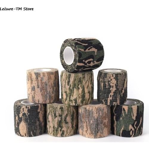 2 Pcs 4.5M Military Stretch Medical Bandage Camouflage Tape Self-Adhesive Gun Decor