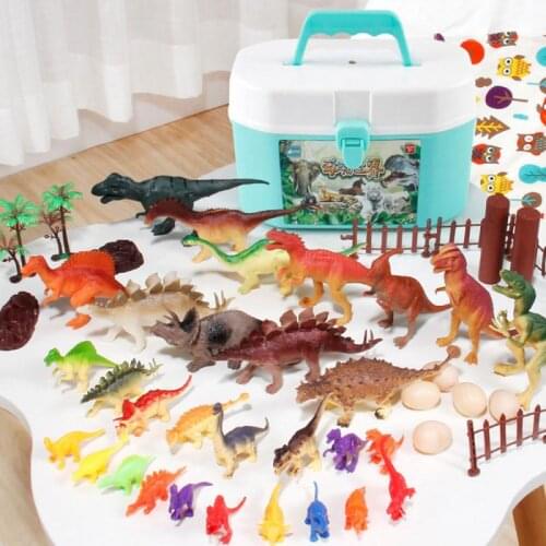 44/48/50pcs/set Childrens Jumbo Dinosaur Play Toy Sets Animals Plastic Dinosaur Toy Set Gifts For Baby Kids Funny Gift With Box