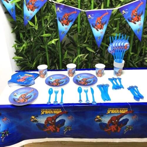 82pcs Spiderman Party Supplies Plate Cup Straw Tablecloth And Other Birthday Party Decoration Shower Kids Party Supplies