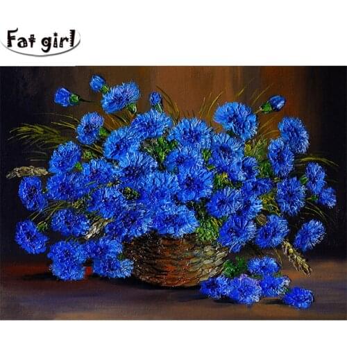 New product 5d diy Diamond Painting Blue Cornflower Diamond Mosaic Full Square round drill Diamond Embroidery Sale Flowers kits