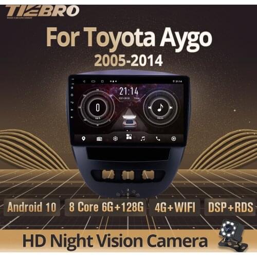 TIEBRO 2DIN Android10.0 Car Radio For Toyota Aygo Peugeot 107 Citroen C1 2005-2014 Stereo Receiver GPS Navigation Car Stereo IGO