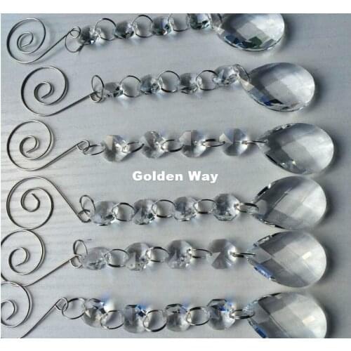 Free Shipping 20pcs/lot Clear K9 Crystal Octagon Beads With Glass Pendants garland strands For Crystal Chandelier Accessories