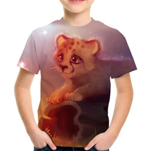 4-12Y Children Anime 3D T-shirt 2020 Summer Boys Girls Lovely Animal Tiger Bird Squirrel Penguin Print T shirt Kids Cool Tshirts