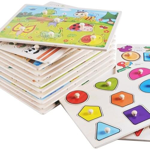 Kids Wood Toys 3D Puzzle Preschool Education Digital Animal Cognition Wood Puzzle Children Early Learning Educational Toys