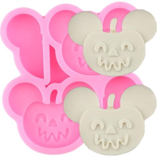 Disney Mickey Pumpkin Straw Topper Silicone Mold Mouse Candy Chocolate Fondant Cake Decorating Tools Keychain Epoxy Resin Moulds