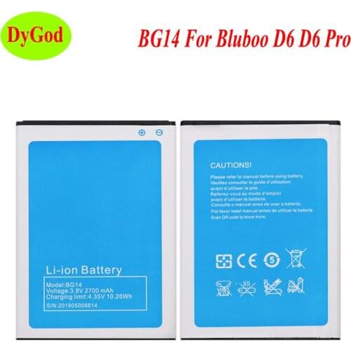 DyGod 2700mAh For Bluboo D6 D6 Pro Battery Replacement BG14 High Quality Batteries Bateria Smart Phone For Bluboo D6 D6 Pro