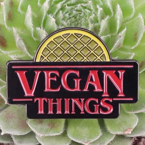 VEGAN THINGS Lapel Pin Stranger Things fan gift veganism gag gift Vegan Power Enamel pin