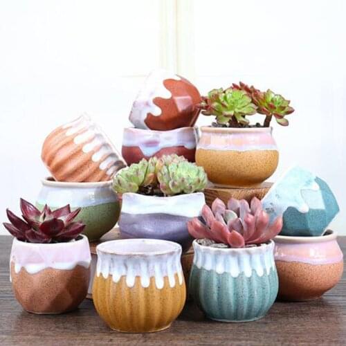 Glazed Ceramic Flowerpot Cute Thumb Succulent Plant Pot Vase Handmade Crafts Bonsai Pot Home Garden Desktop Decoration