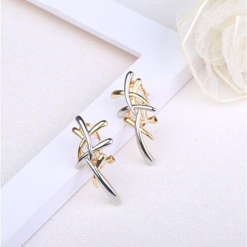 GorGor Dangle Earrings Women Originality Statement Two-color Cross Creative Individuality Party Trendy Jewelry R20200520397d