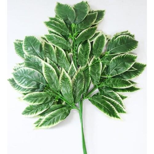 12pcs Mango Leaf Leaves Branch Silk Artificial For Plant wall Wedding Home Office Hotel Decoration